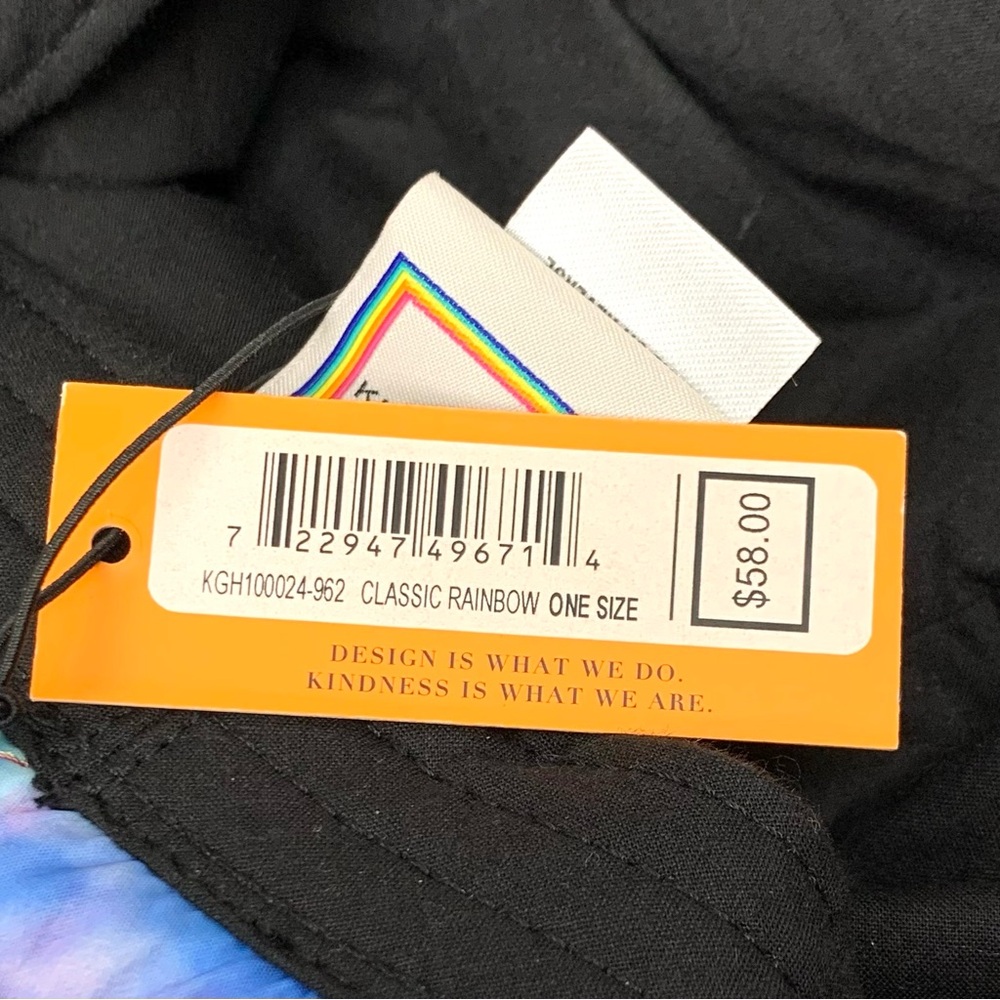 NWT Kurt Geiger Bucket Hat Tie Dye Rainbow Nylon Quilted Beach Hippie O/S - Picture 11 of 11